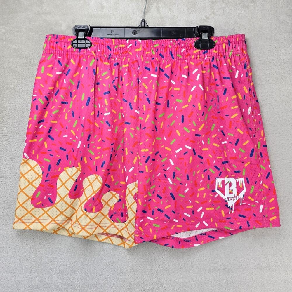 B101 Baseball Lifestyle Ice Cream Sprinkles Shorts Mens Large Strawberry Pink